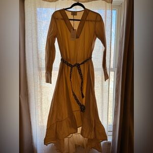 SD Collection Yellow Long Sleeve Ruffled Sundress